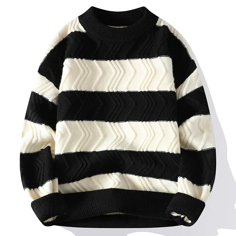 Loose Warm Stripe Pullover Sweater