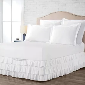 LUXURY WHITE MULTI RUFFLE BED SKIRT