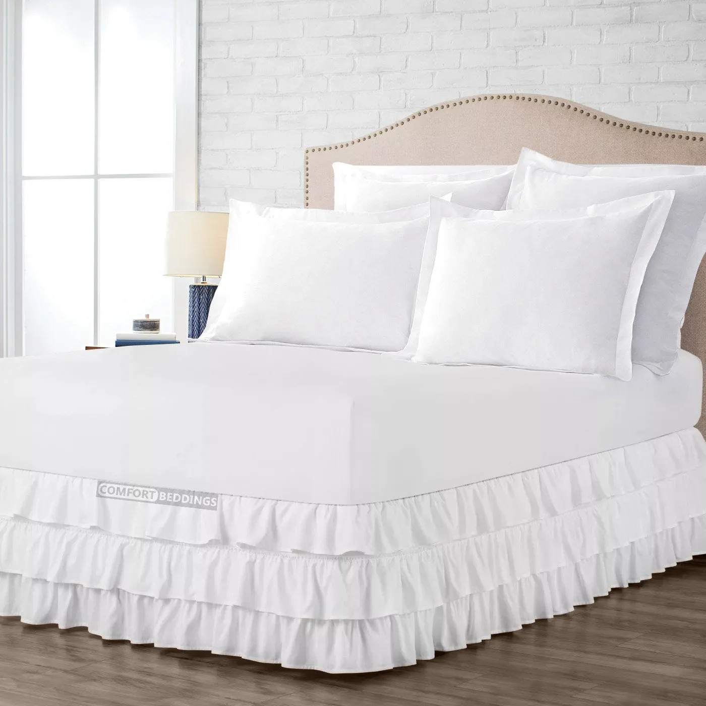 LUXURY WHITE MULTI RUFFLE BED SKIRT