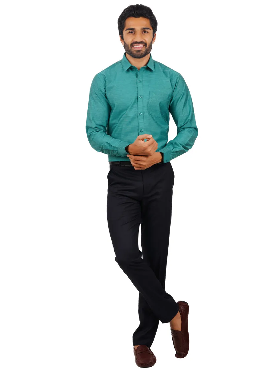 Men Cotton Blend Full Sleeves Shirt Greenish Cyan T29 TE8