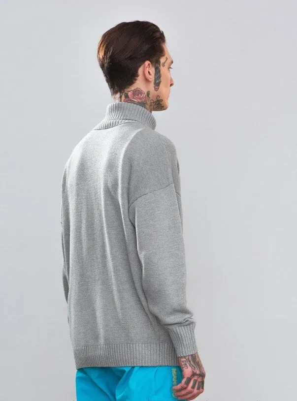 Men's Autumn/Winter Warm Soft Knitted Loose Pullover With Turtleneck