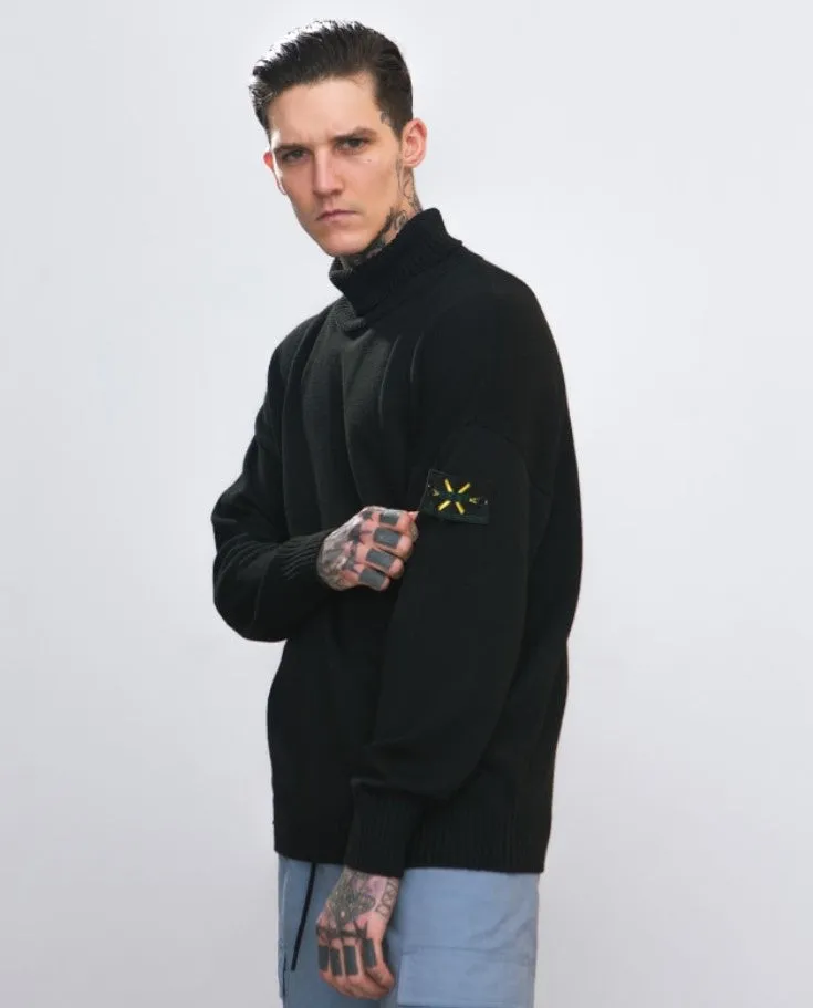 Men's Autumn/Winter Warm Soft Knitted Loose Pullover With Turtleneck