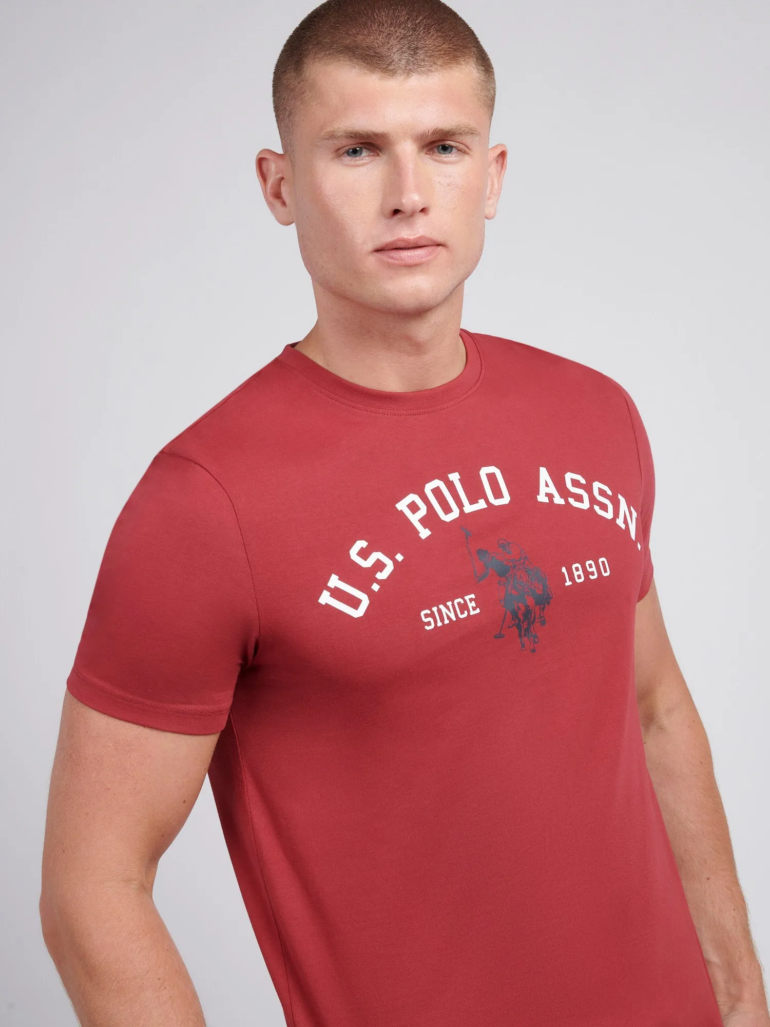 Mens Signature Arch Print T-Shirt in Tibetan Red