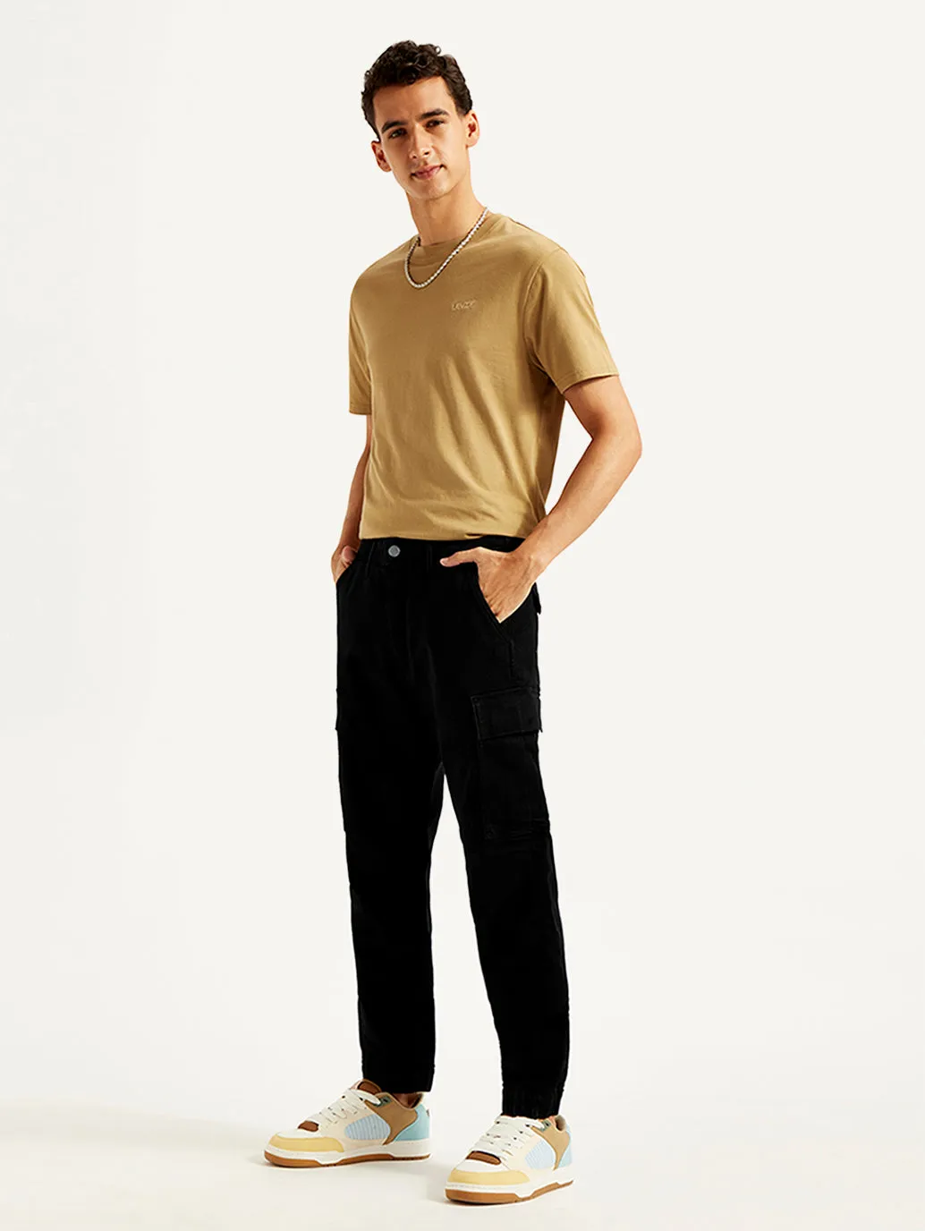 Men's Tapered Black Utility Cargo Jogger