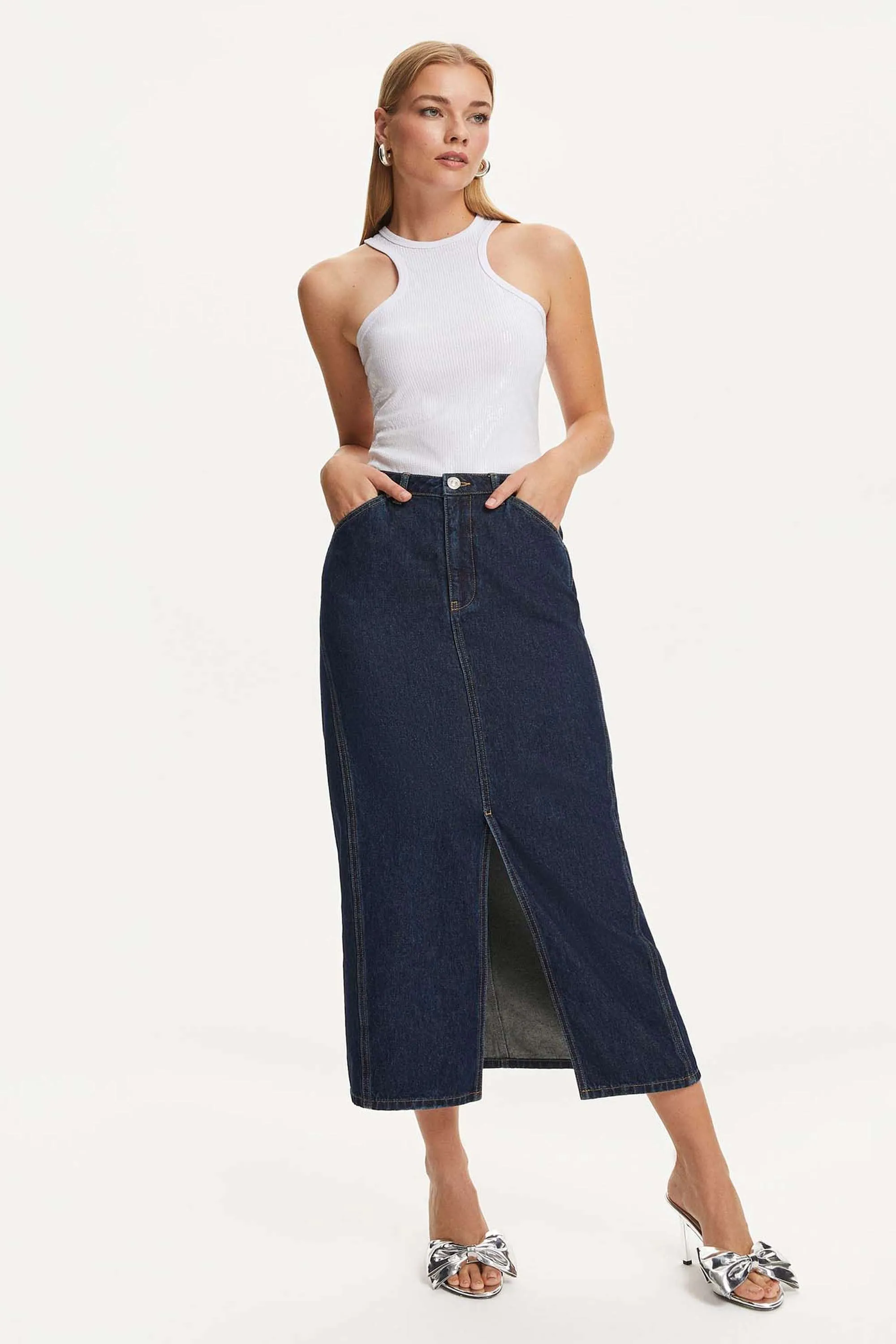 Midi Denim Skirt (Final Sale)