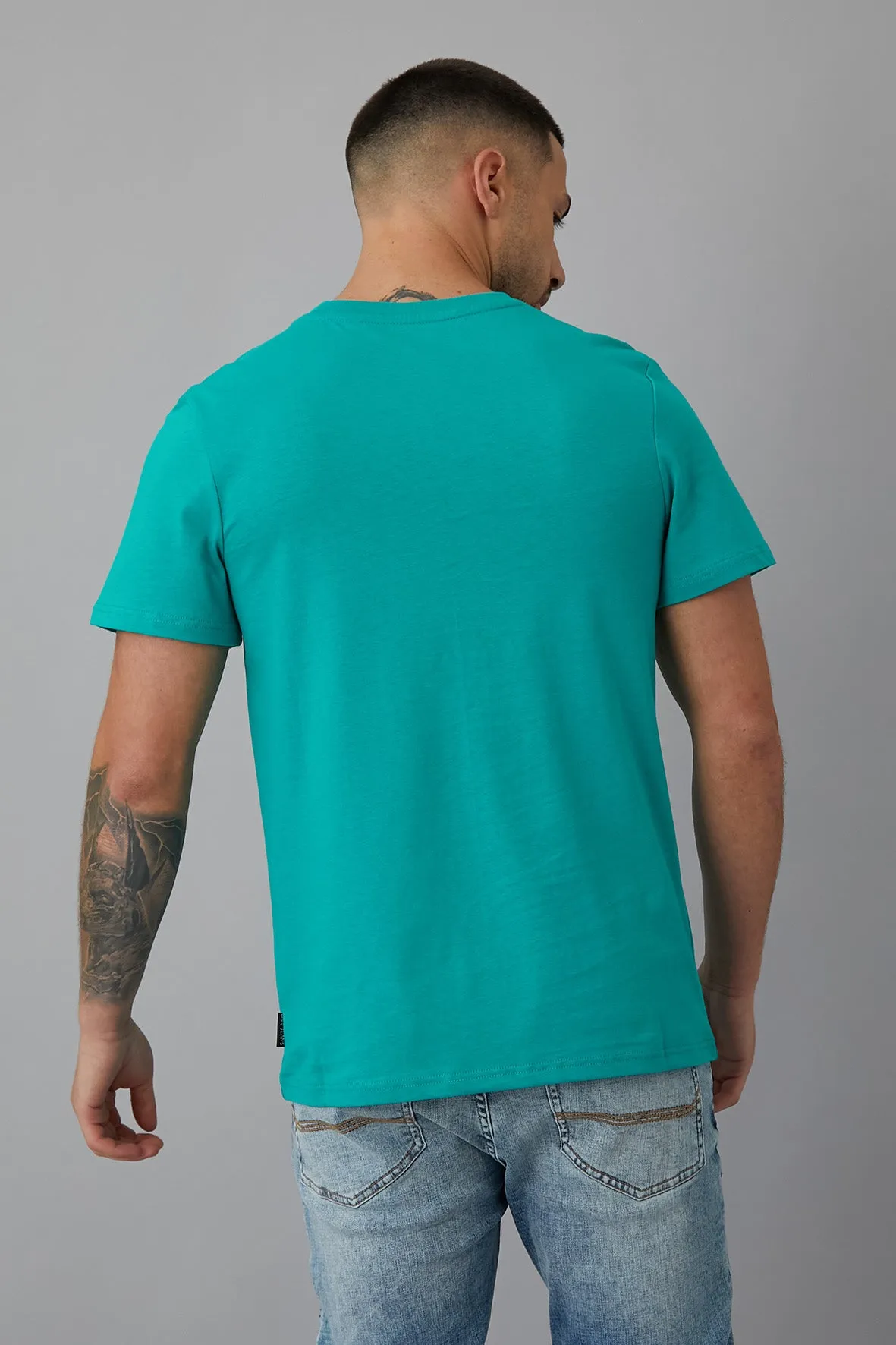 Milo Printed crew neck t-shirt in Jade