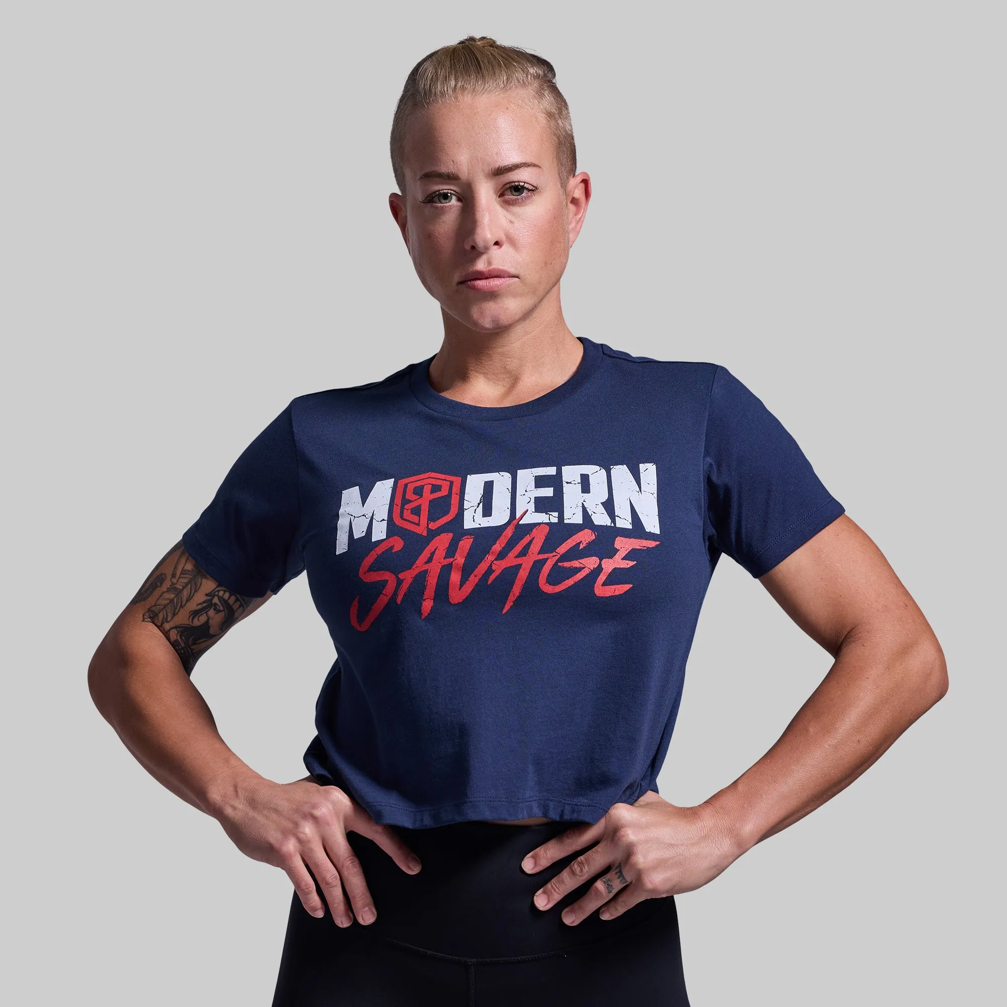 Modern Savage Crop Tee (Navy)