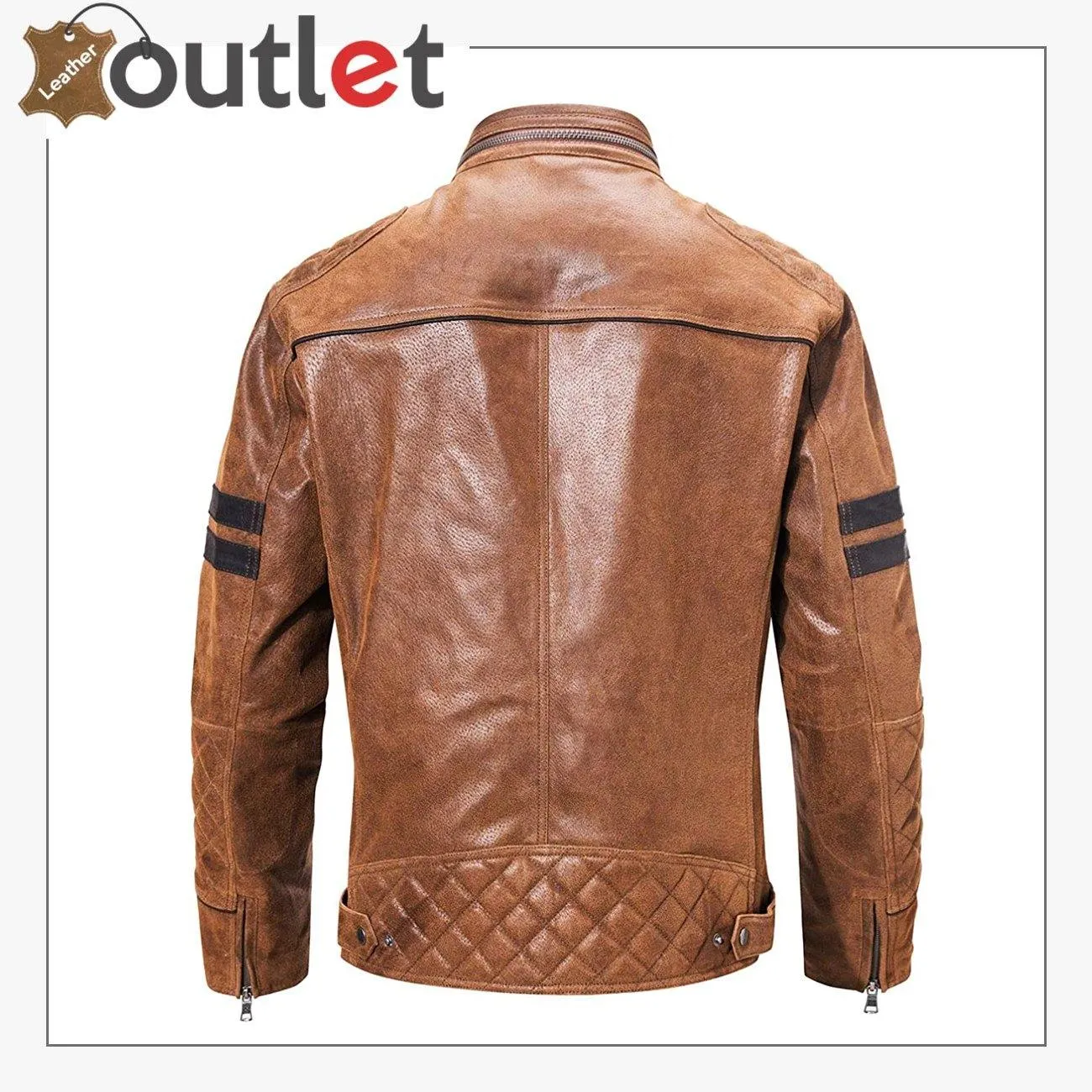 Motorcycle Fashion Leather Jacket Brown For Mens