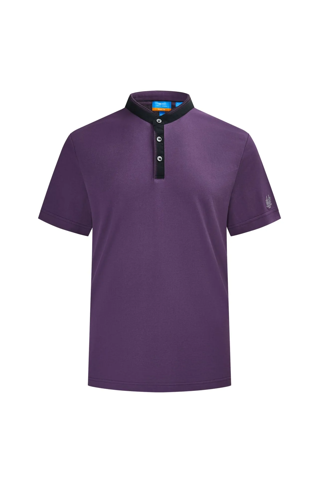 Non-Iron Pure Cotton Stand Collar Polo with Dragon Embroidery on Sleeve