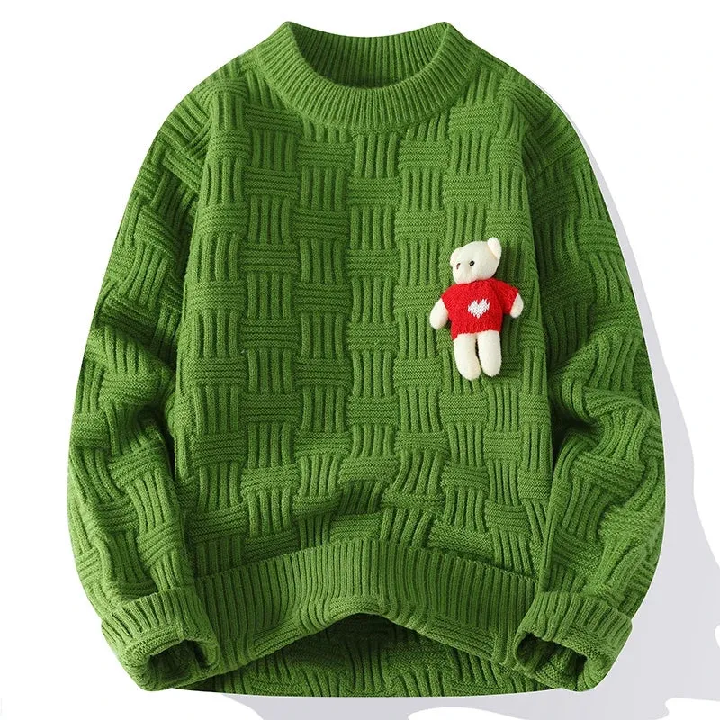 O-Neck Warm Sweater With Little Bear