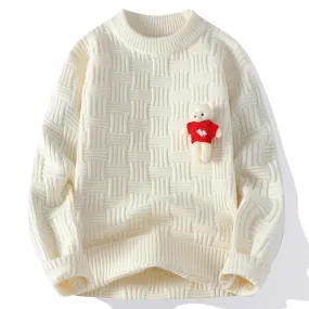 O-Neck Warm Sweater With Little Bear