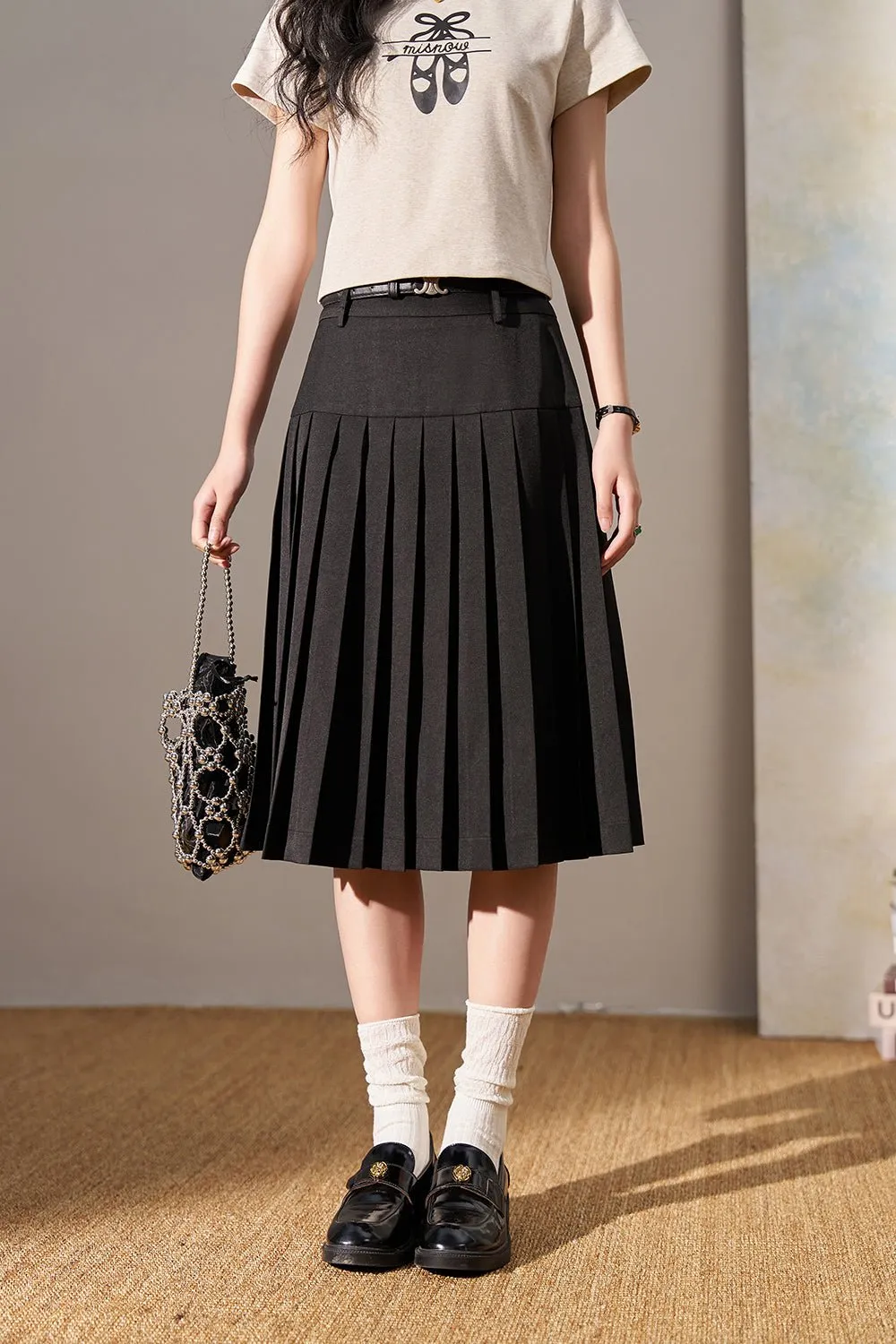 Pleated Midi Skirt for Women