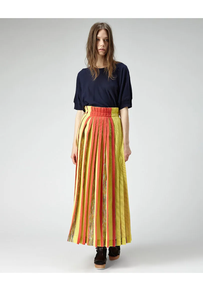 Pleated Striped Skirt