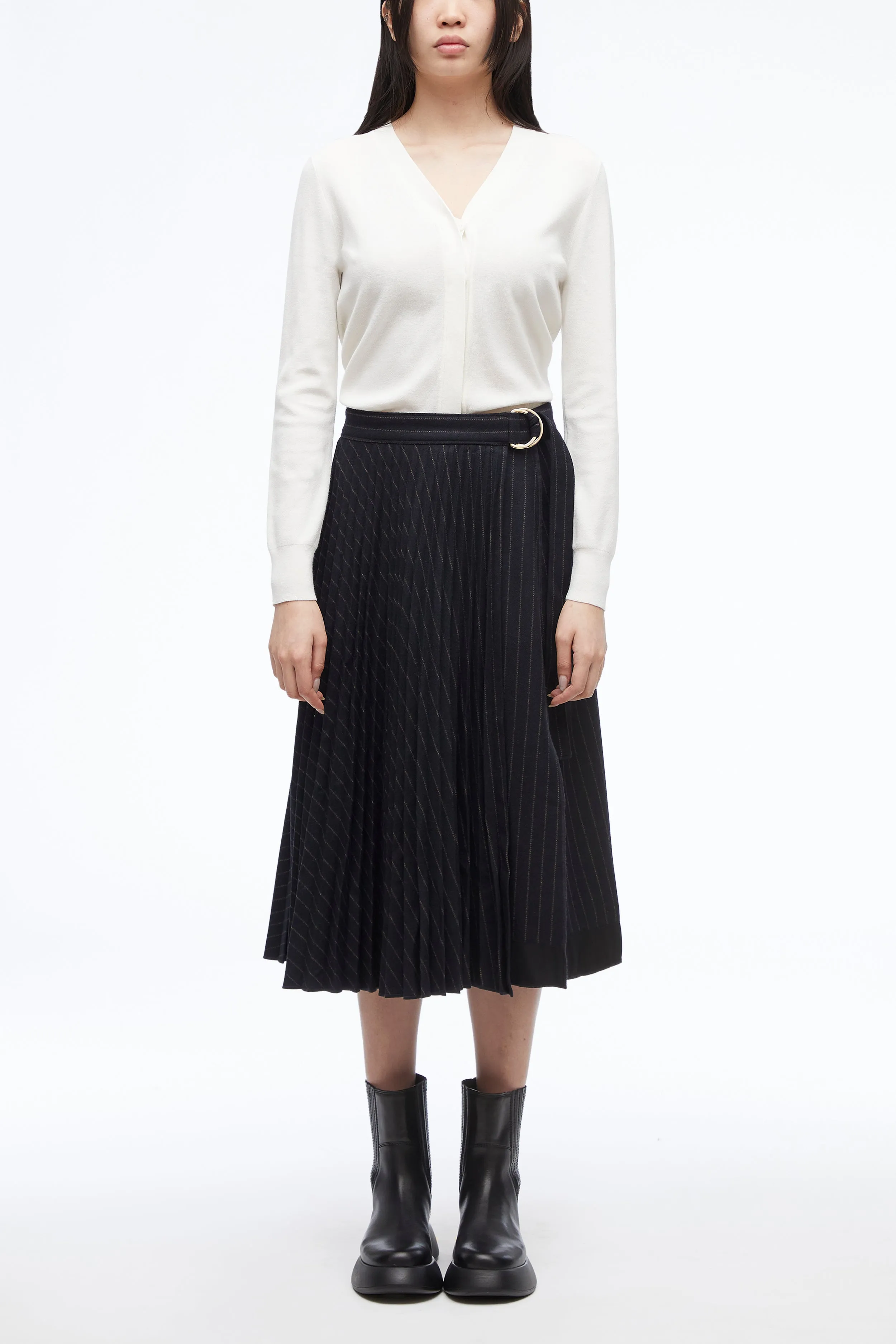 Pleated Wrap Skirt