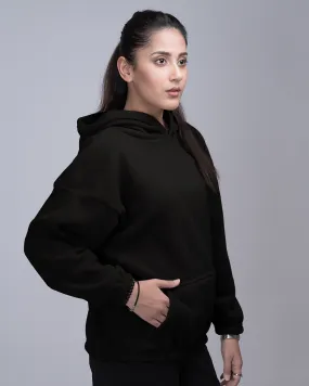 Polar Fleece Drop Shoulder Oversized Hood Black