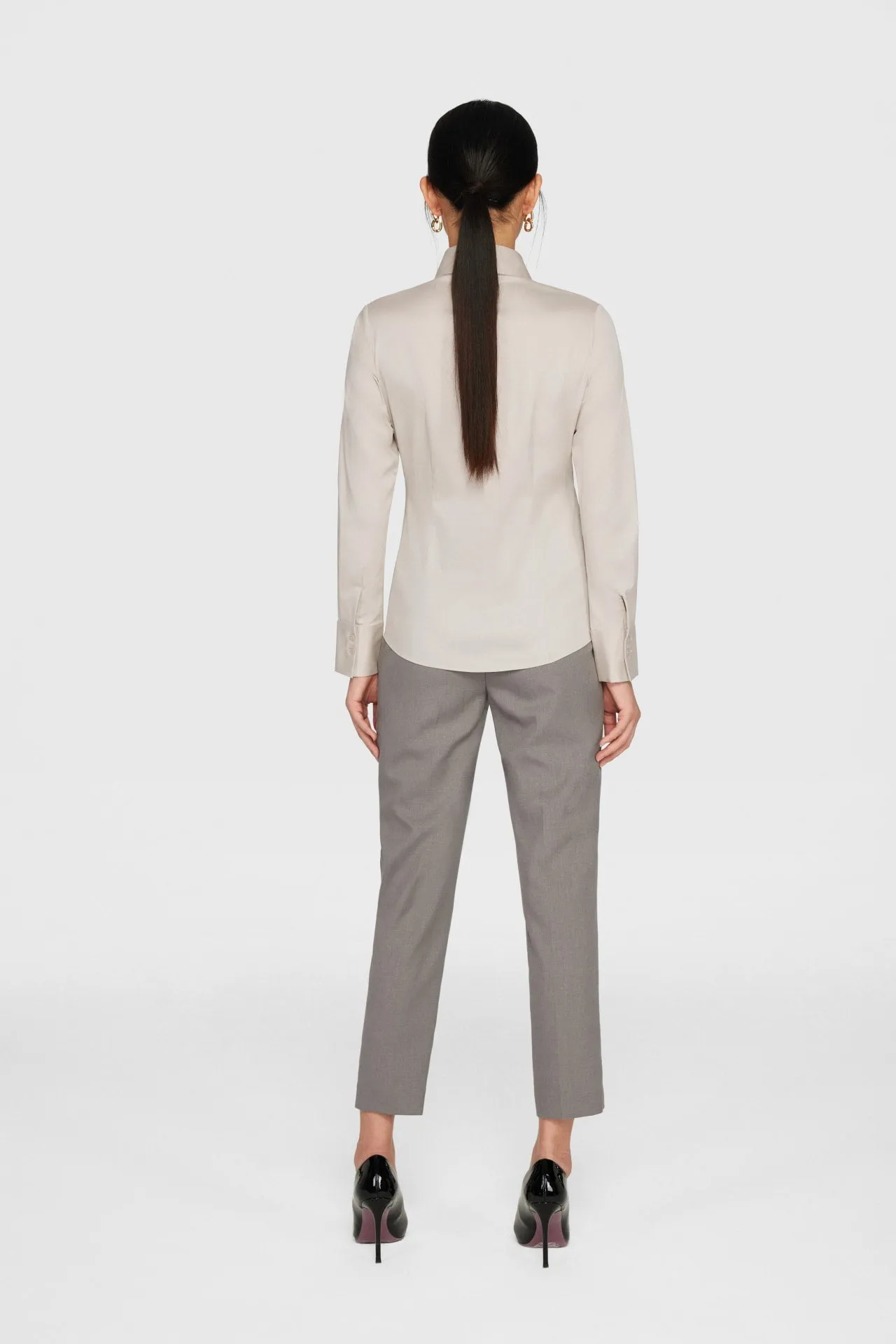 Polly Soft Touch Stretchable Twill Shirt with Detachable Tie