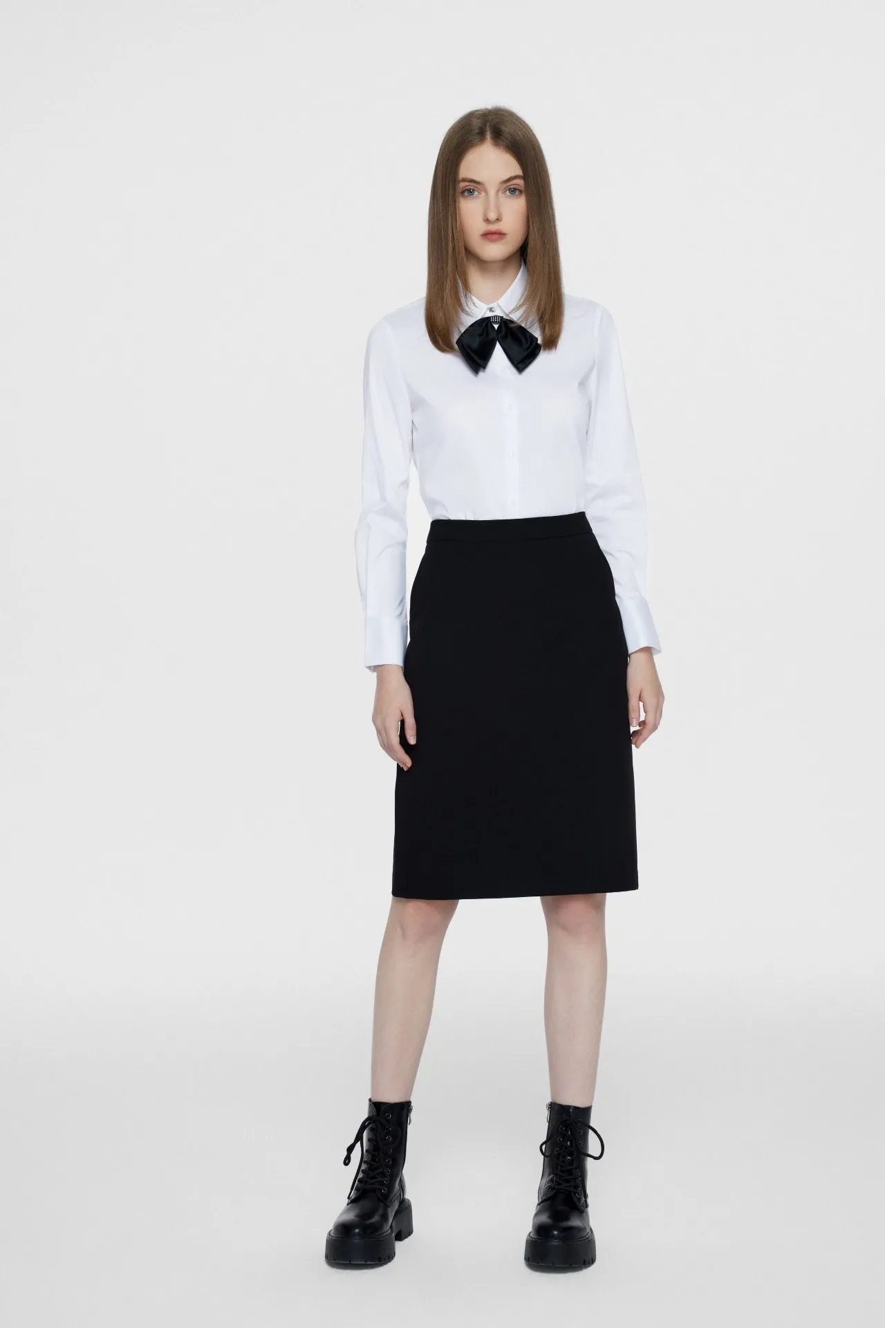 Polly Soft Touch Stretchable Twill Shirt with Detachable Tie