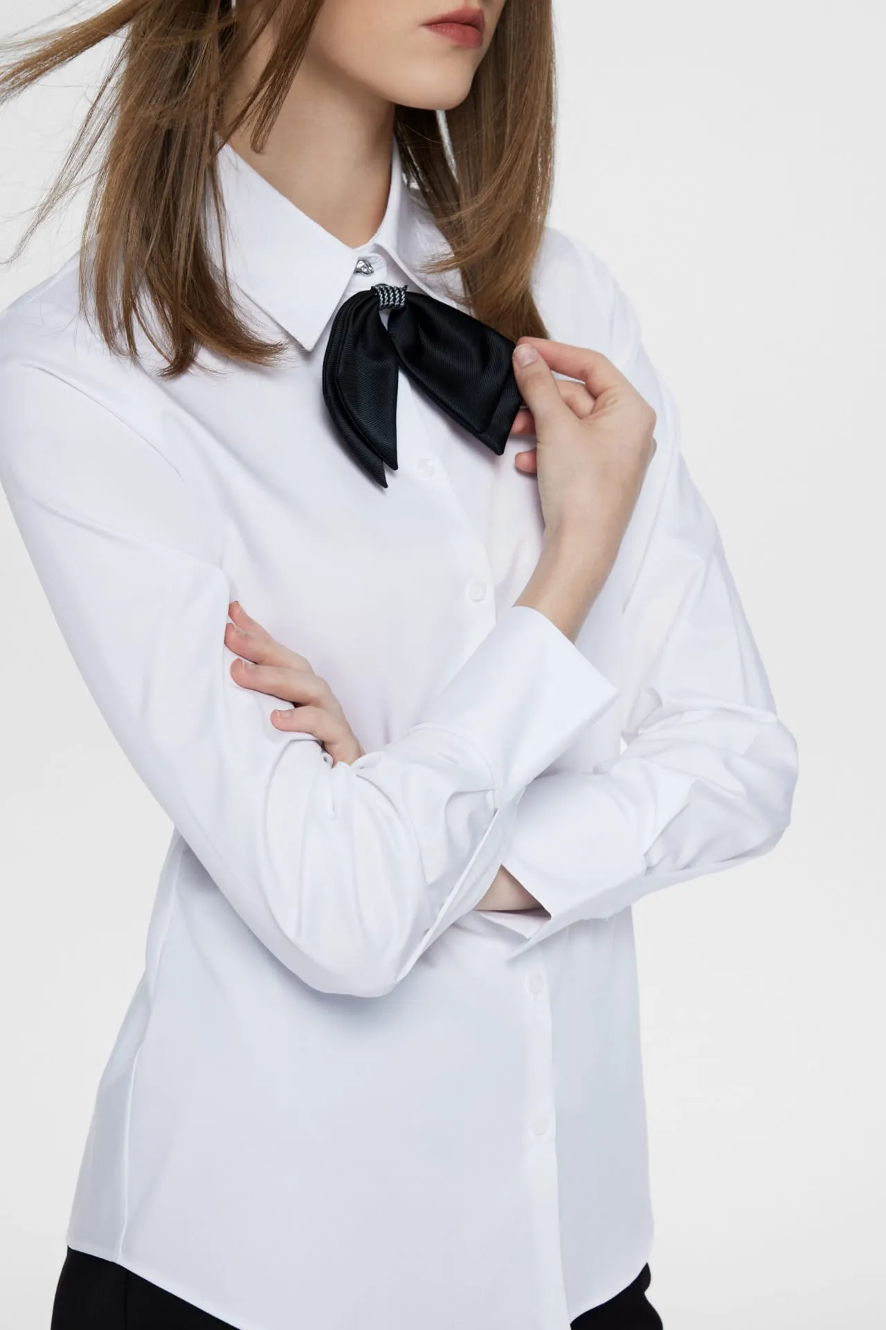 Polly Soft Touch Stretchable Twill Shirt with Detachable Tie