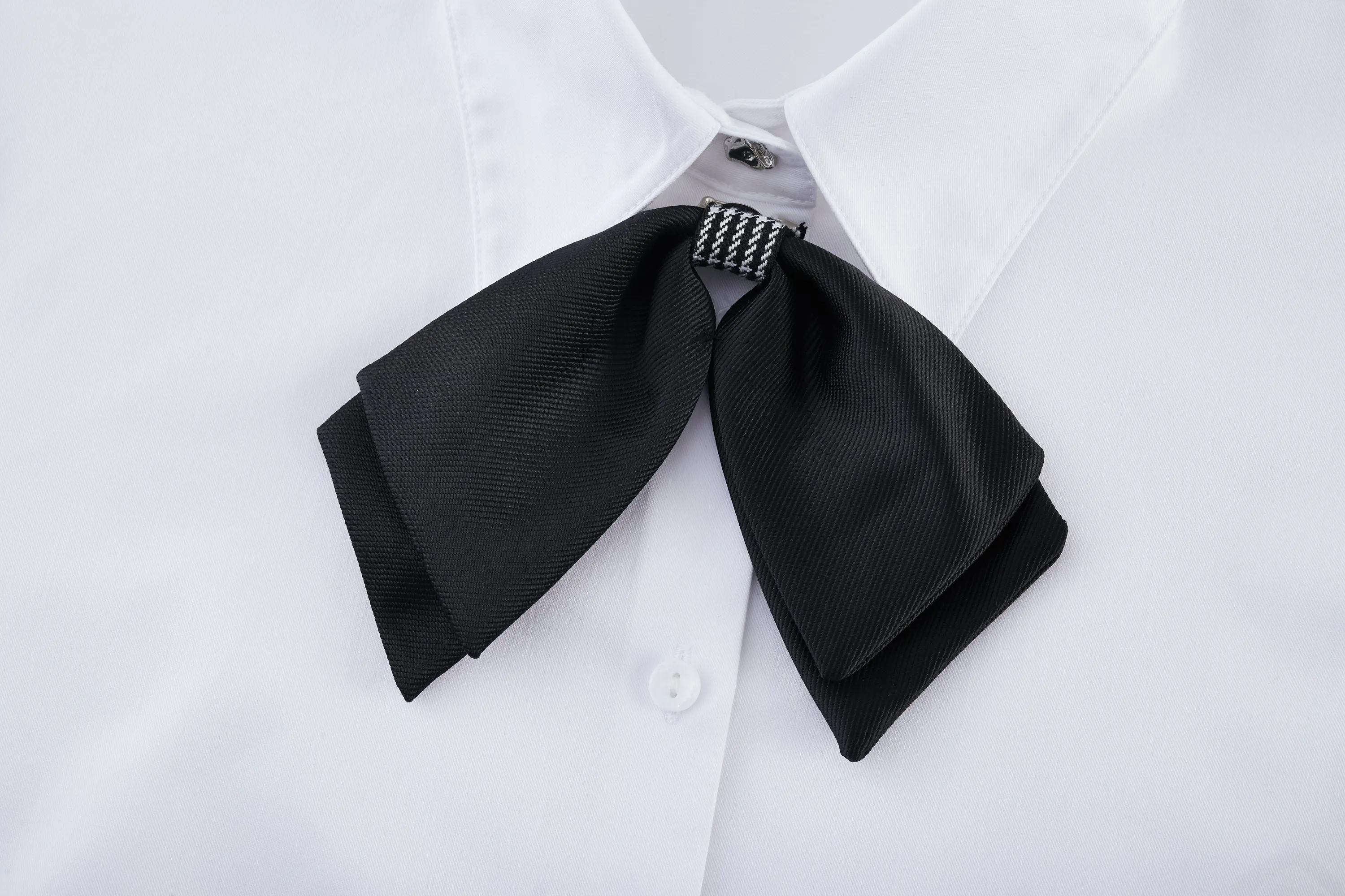 Polly Soft Touch Stretchable Twill Shirt with Detachable Tie