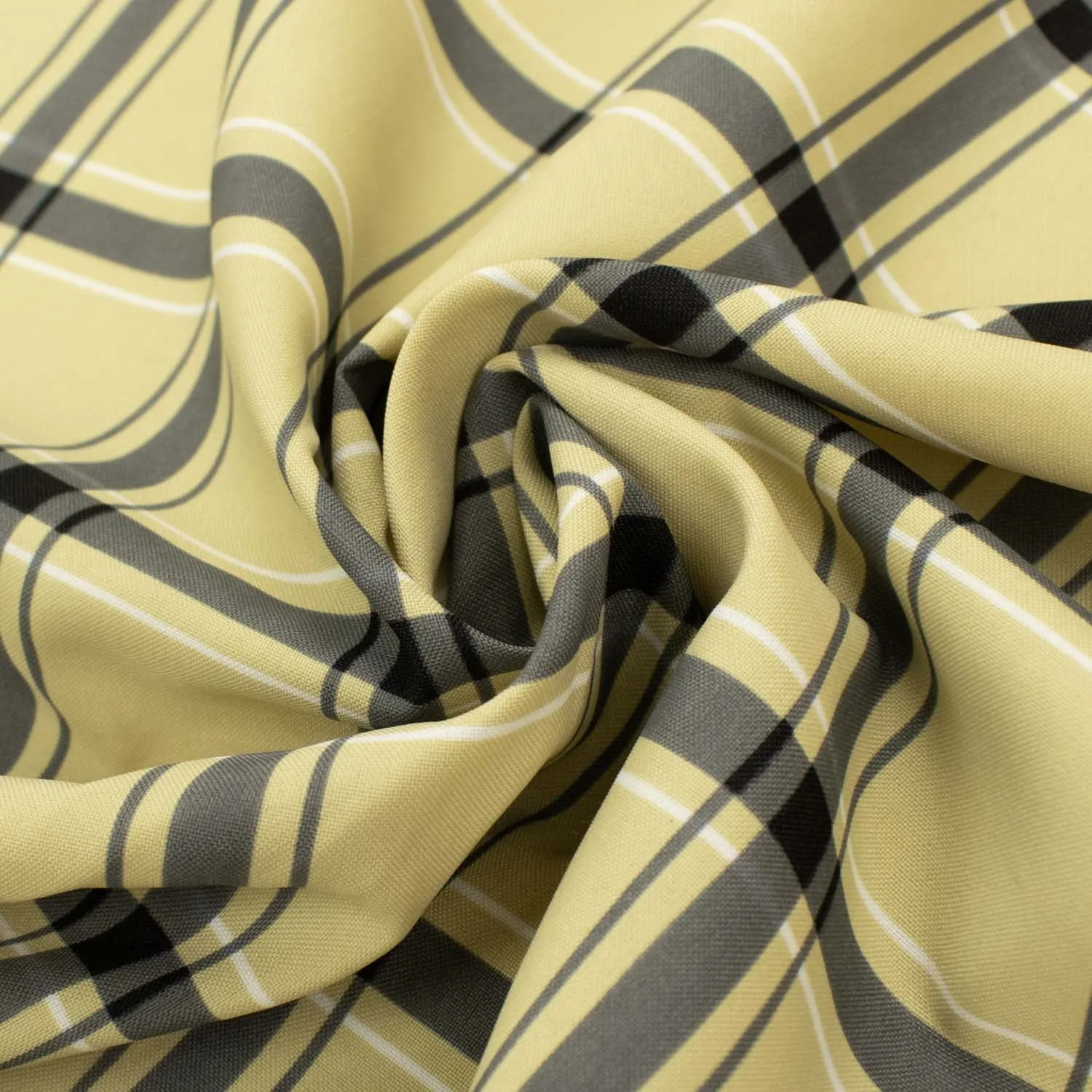 Printed Crepe Design-5 Grey Checks on Yellow