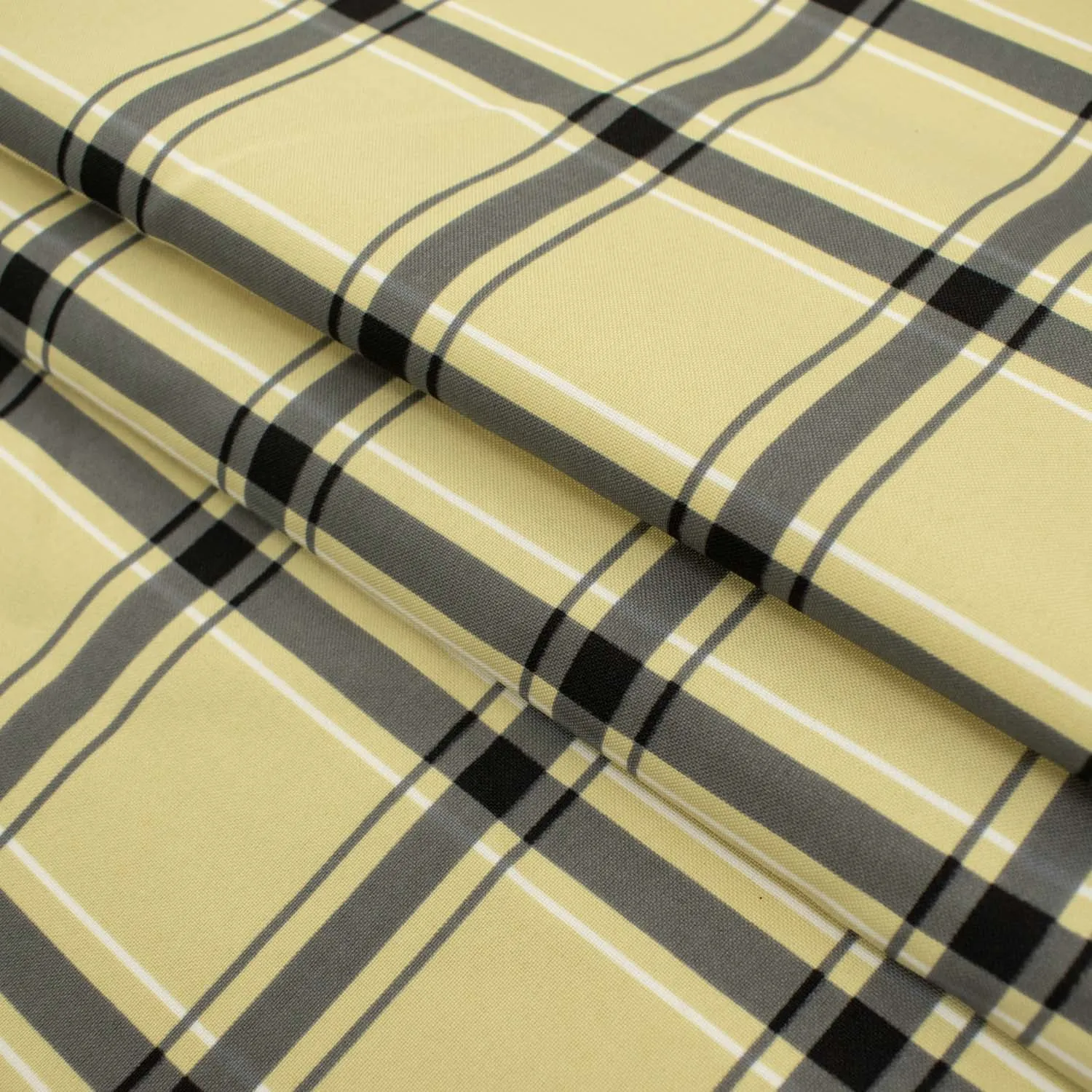 Printed Crepe Design-5 Grey Checks on Yellow