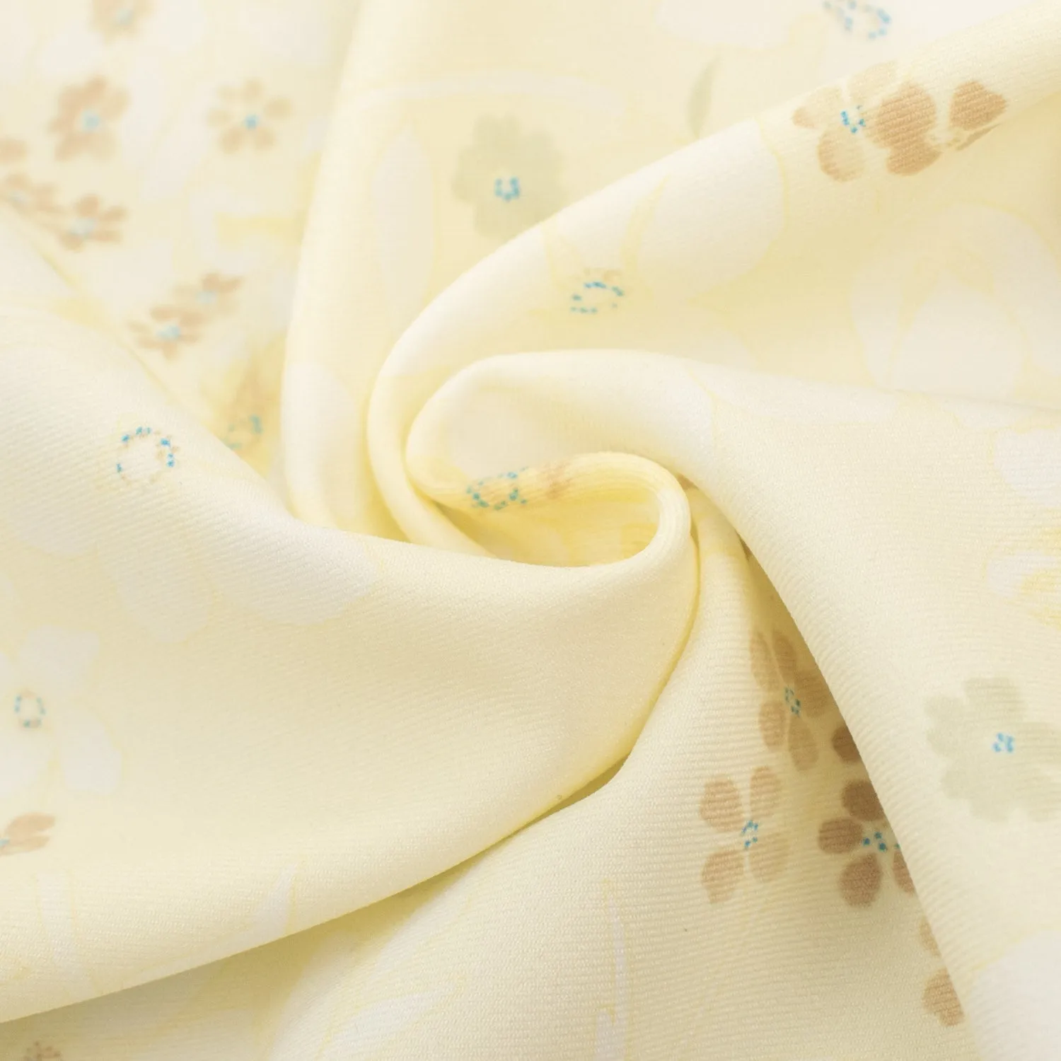 Printed Crepe Design-8 Beige Florals on Cream