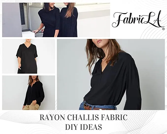 Rayon Challis Fabric | Black