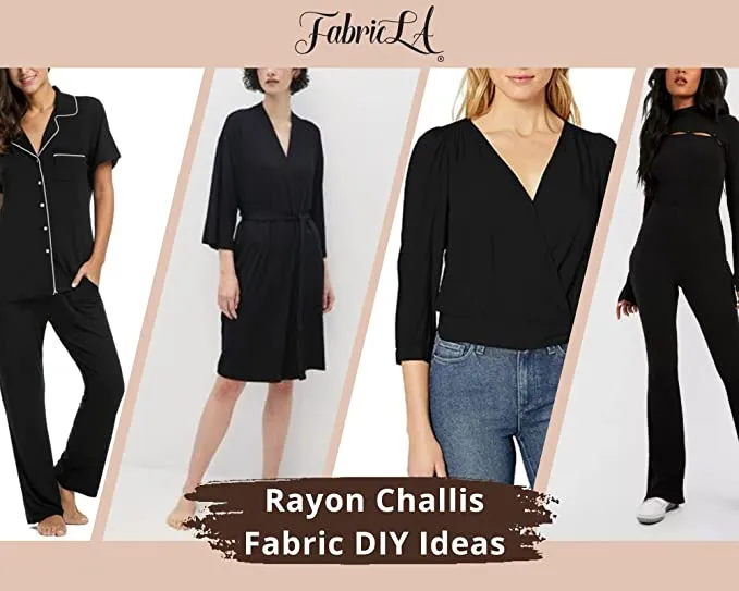 Rayon Challis Fabric | Black