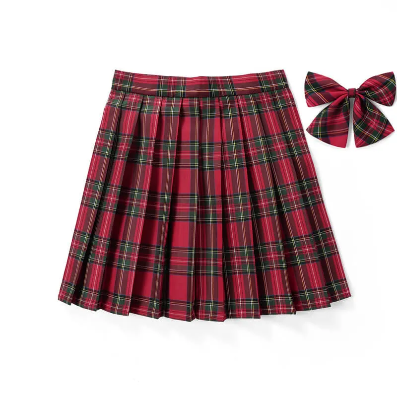 [Red] JK vintage plaid uniform skirt