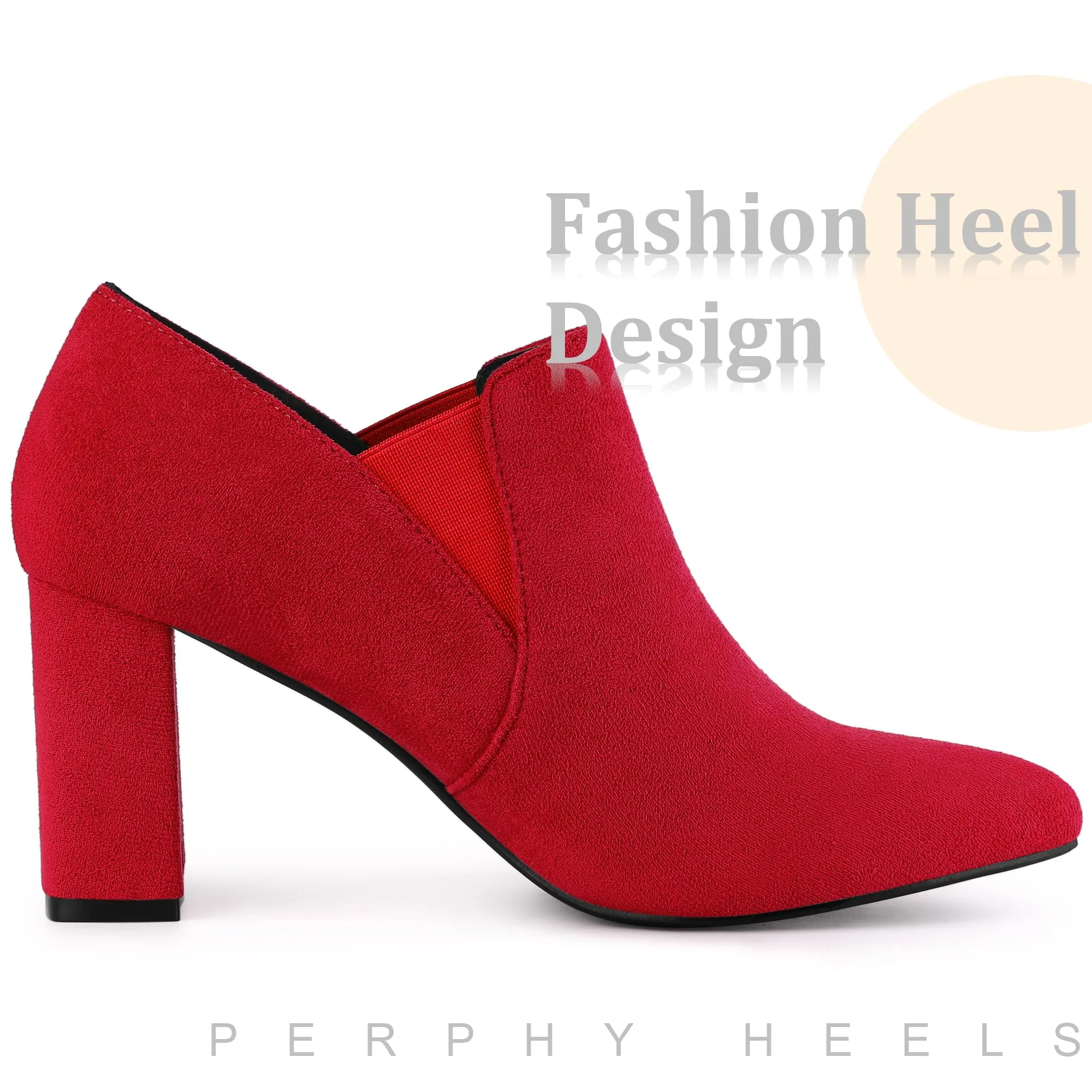 Red Pointy Suede Ankle Boots