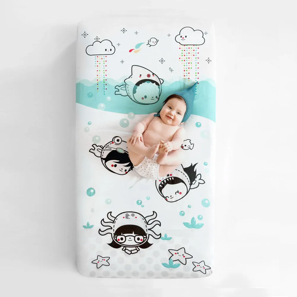 Rookie Humans 100% Organic Cotton Sateen Crib Sheet - Dive-In