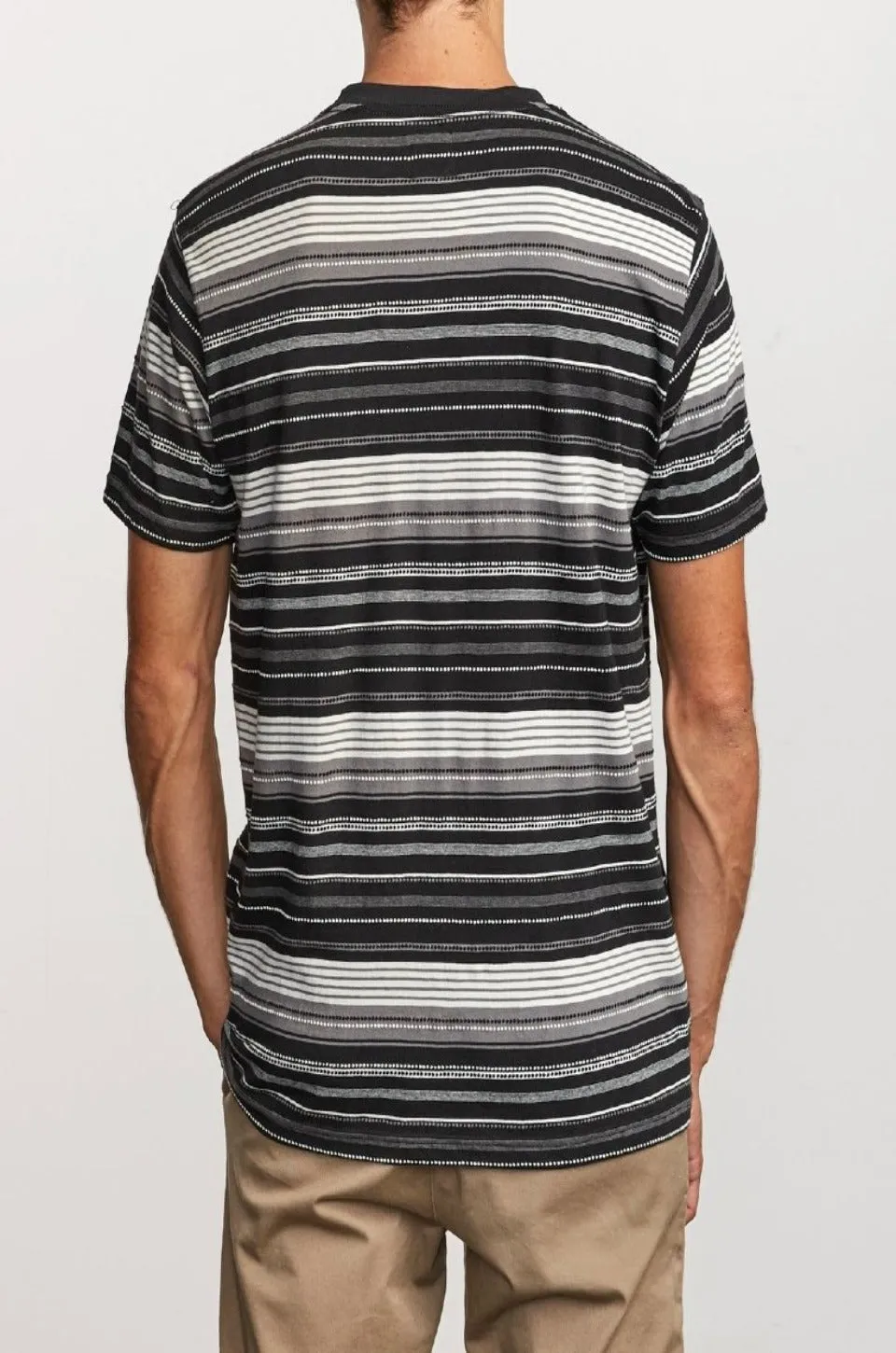 RVCA Deadbeat Stripe Short Sleeve Tee in Black