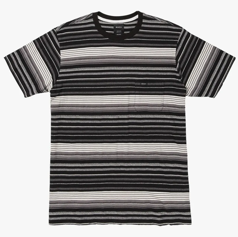 RVCA Deadbeat Stripe Short Sleeve Tee in Black