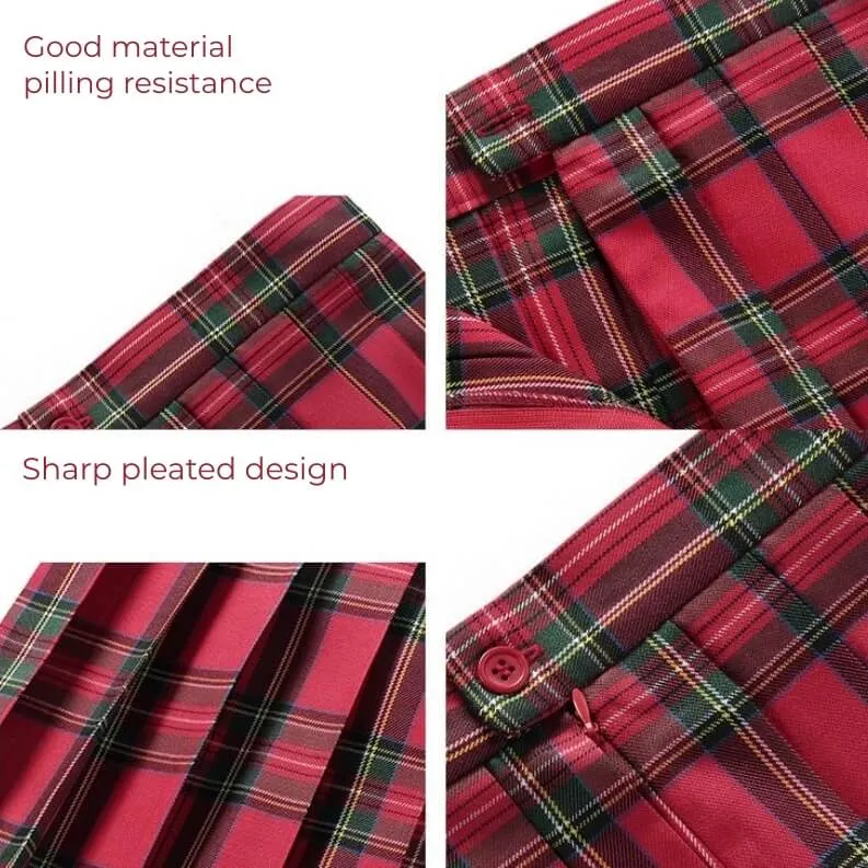 [School Pink] JK vintage plaid uniform skirt