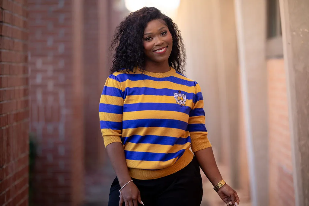 SGRHO Blue and Gold Striped Sweater