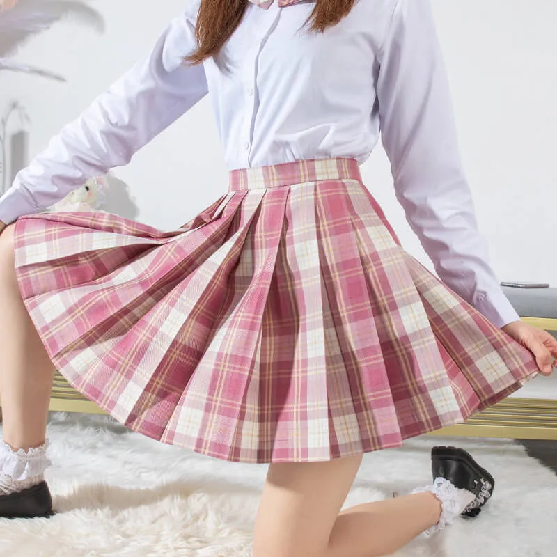 [Skirt / Bow] JK Berry-Pink plaid uniform skirt