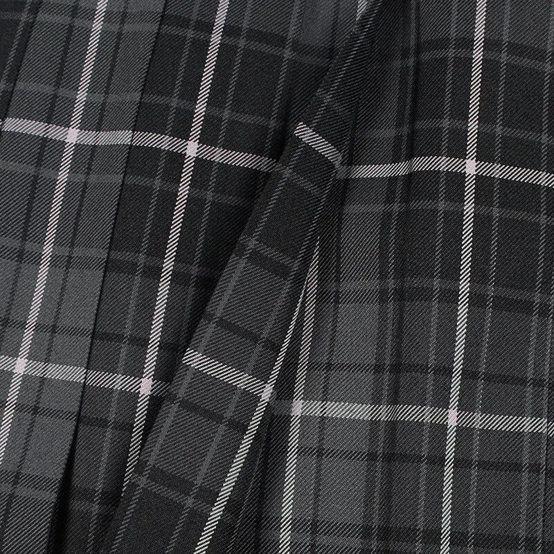 [Skirt / Bow] JK Black-Grey plaid uniform skirt