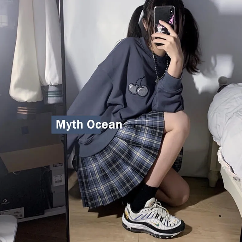 [Skirt / Bow] JK Myth Blue plaid uniform skirt