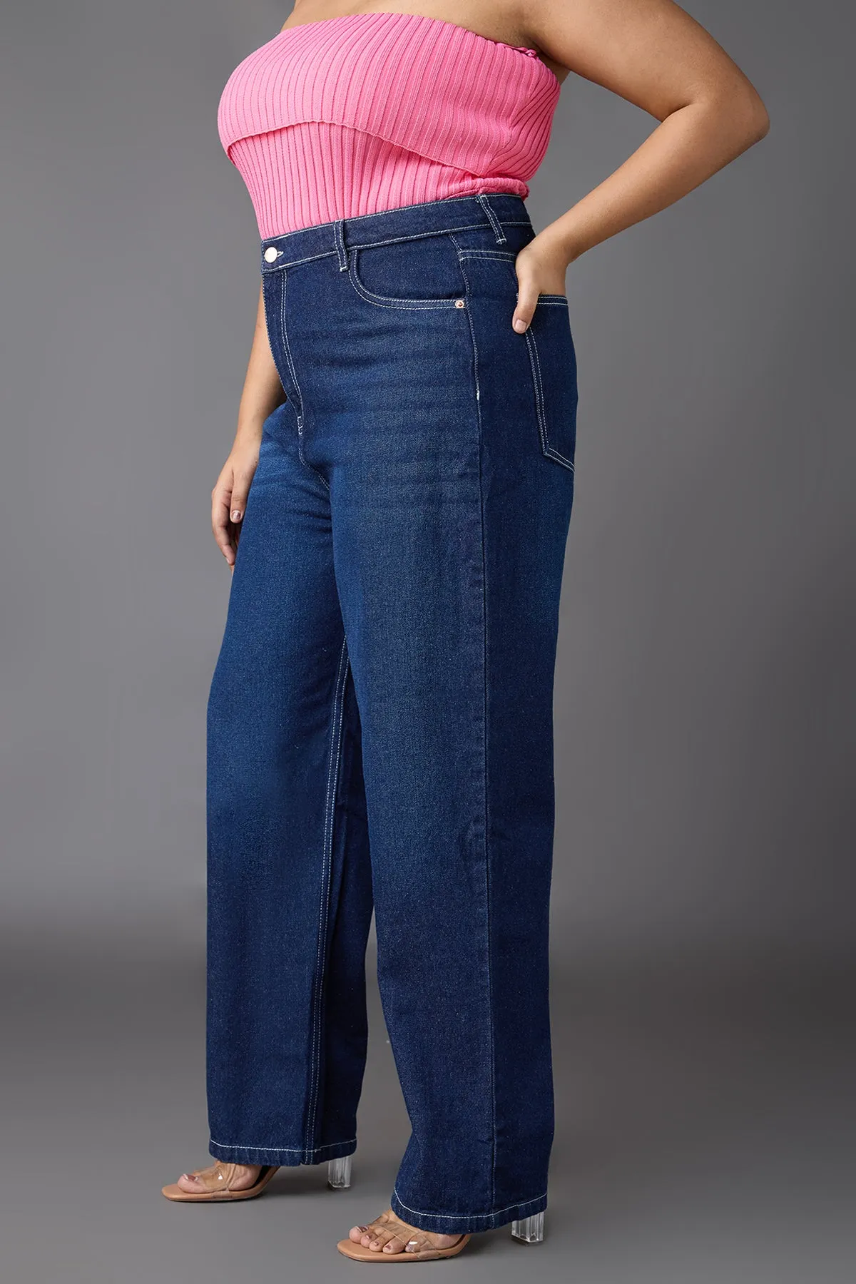 Timeless Blue Curve Straight Jeans