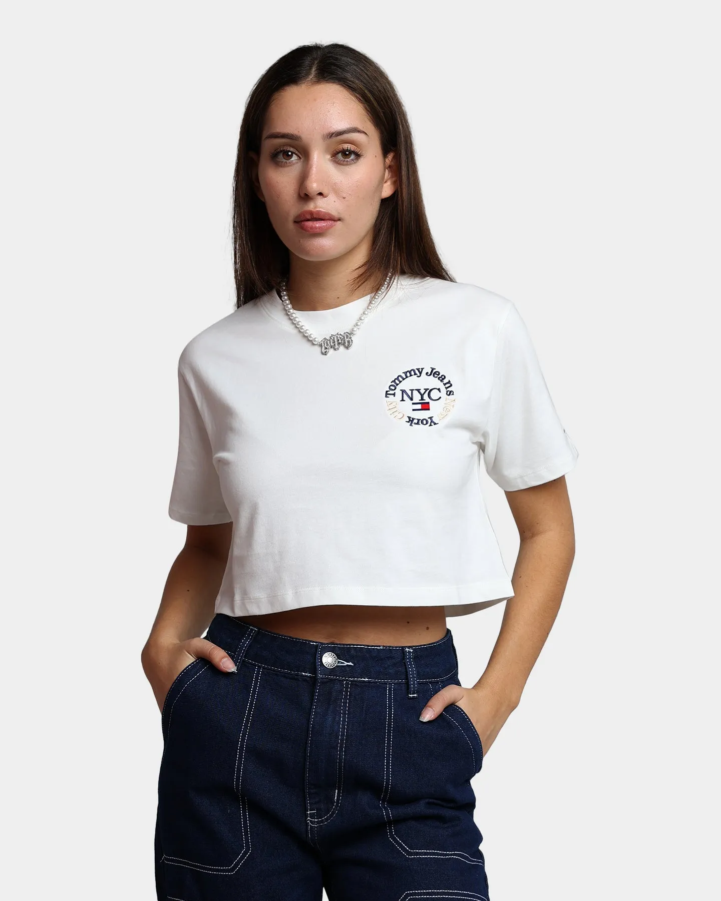 Tommy Jeans Women's Super Crop Timeless Circle Ecru