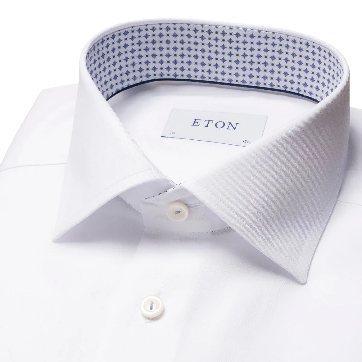 White Micro Print Signature Twill Shirt