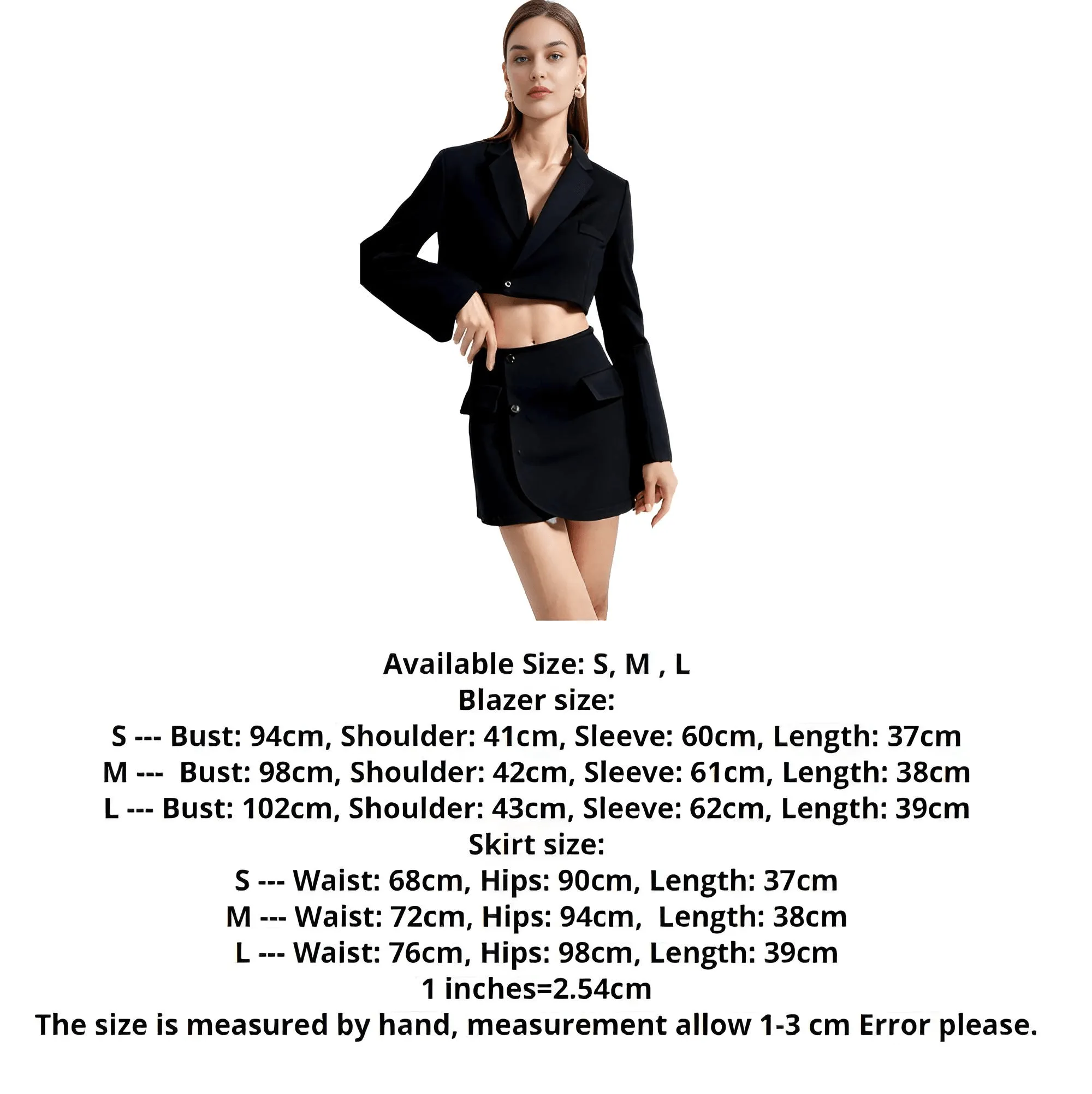 Women's Blazer Mini Skirt Set One Button Cropped Blazer And Cross Slit Skirt Set