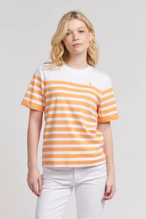 Womens Regular Fit Engineered Stripe T-Shirt in Mock Orange