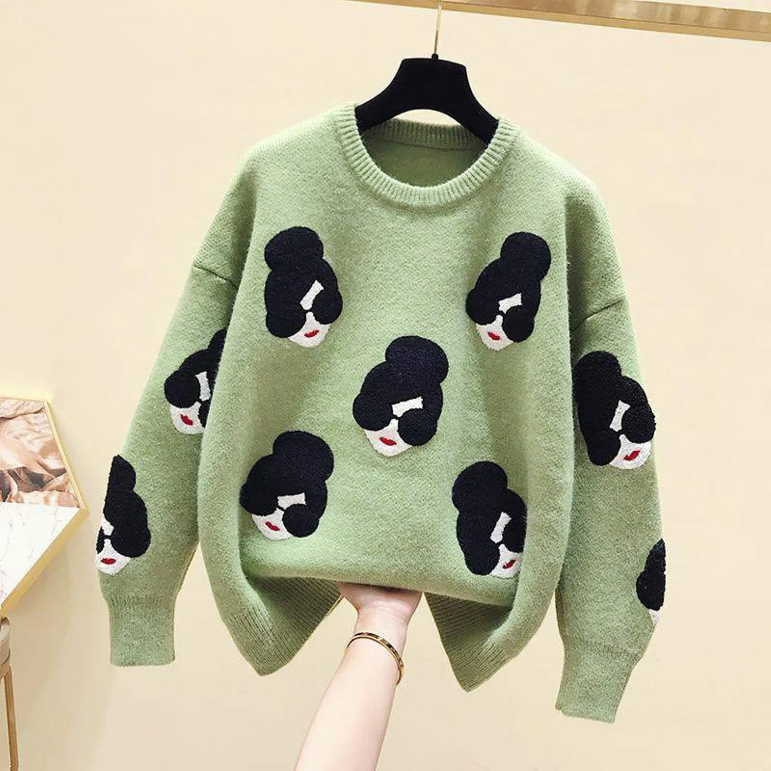 Women's Winter Warm Knitted O-Neck Loose Sweater