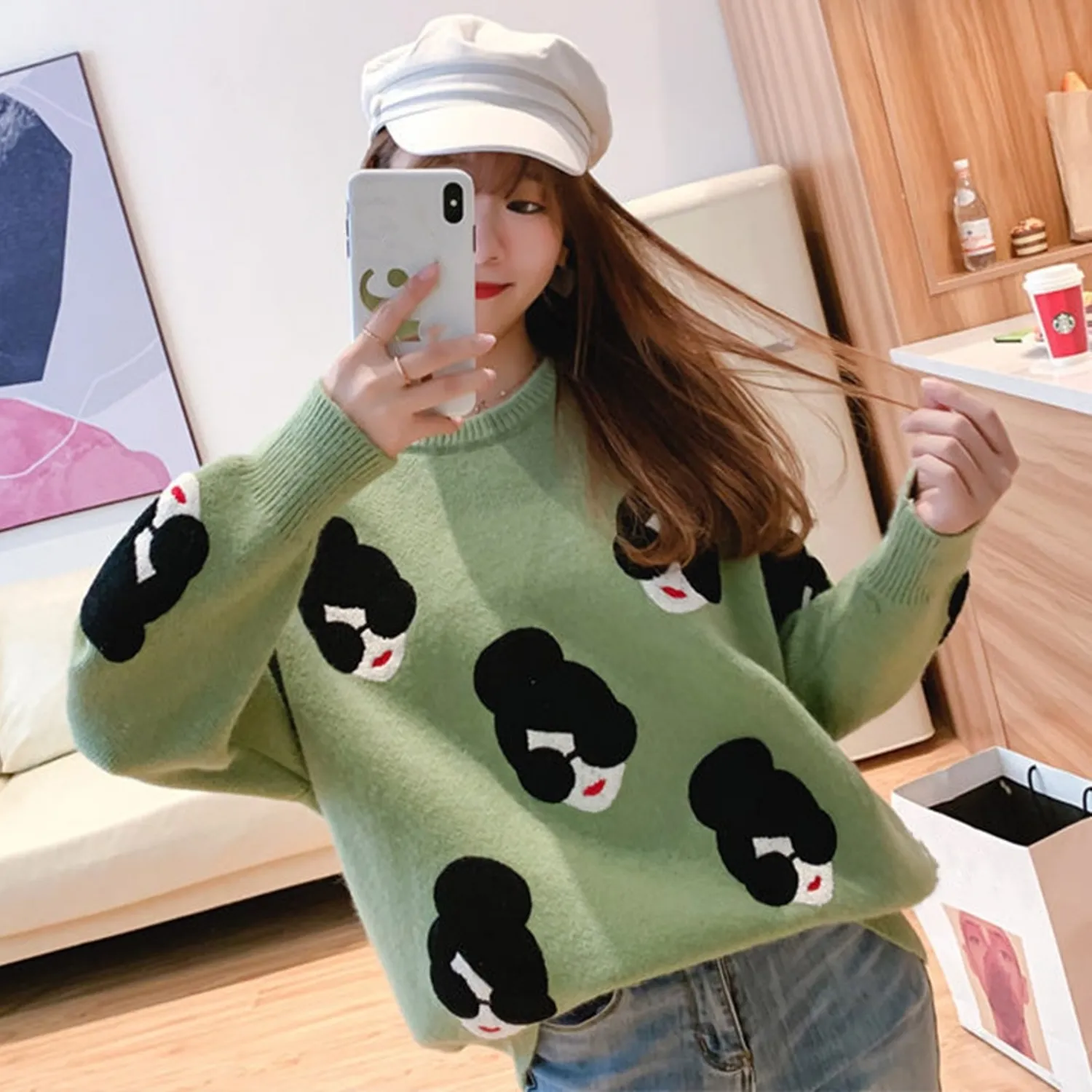 Women's Winter Warm Knitted O-Neck Loose Sweater