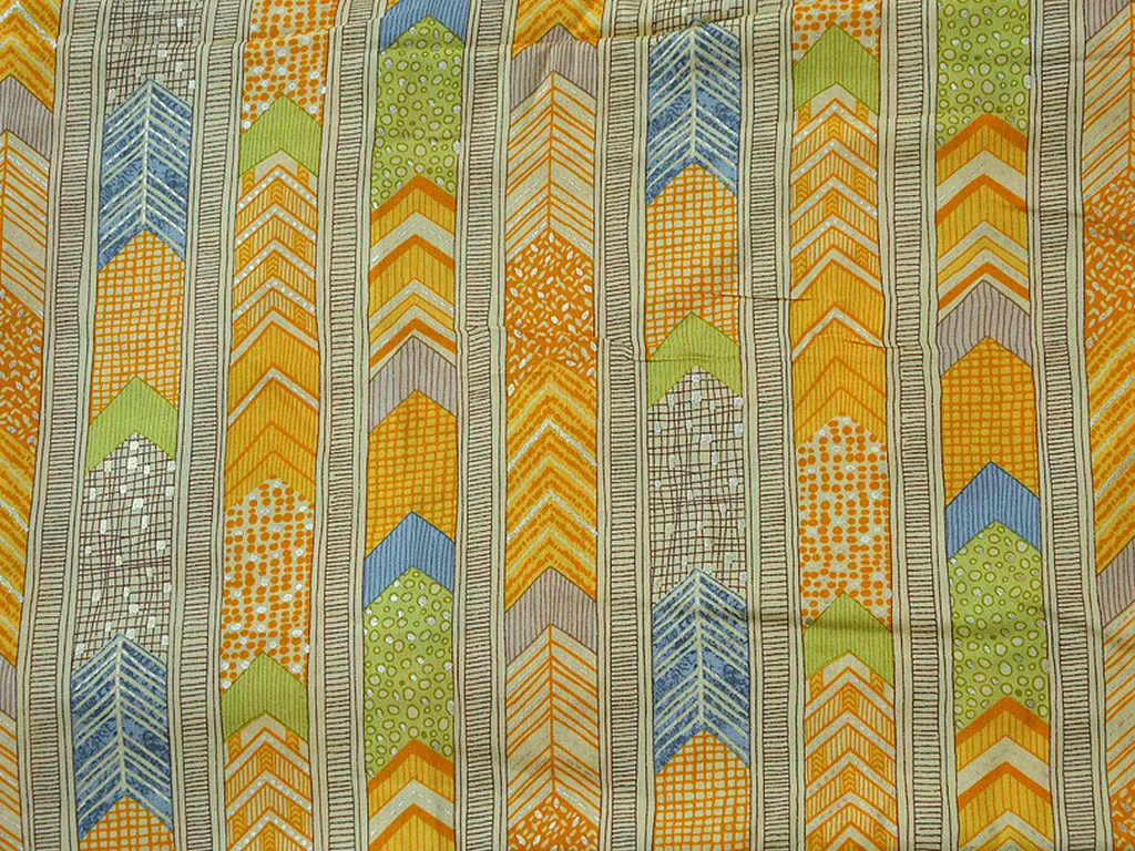 Yellow Geometric Digital Print Cotton Rayon Fabric