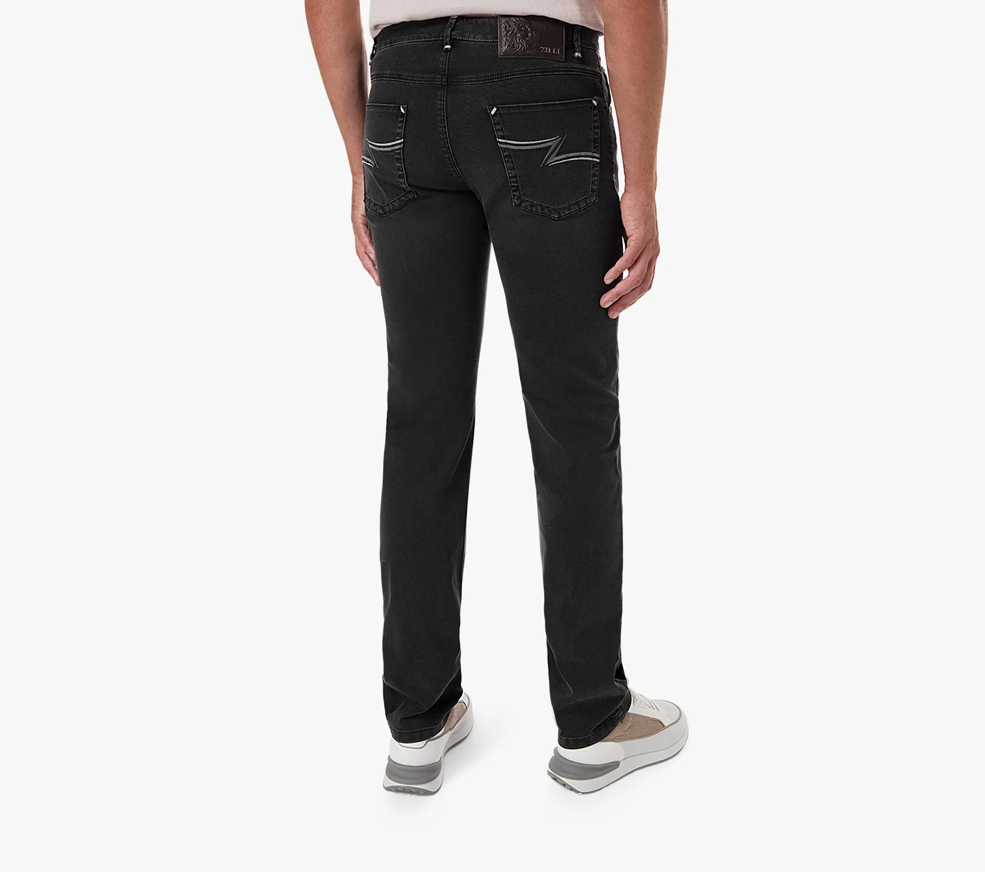 Zilli Slim Fit Jeans with Embossed Calf Skin Patch